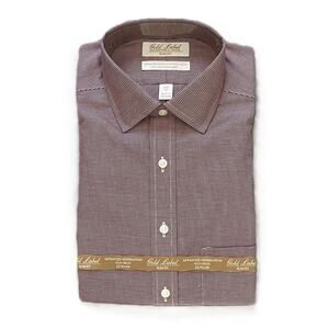 Roundtree & Yorke Shirt Men's 14.5 33 Slim Fit Cotton Dobby Red Houndstooth NEW